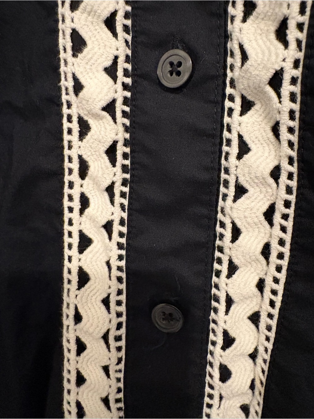 Kate Spade Black Shirt Dress with White Crochet Trim - Picture 5 of 6